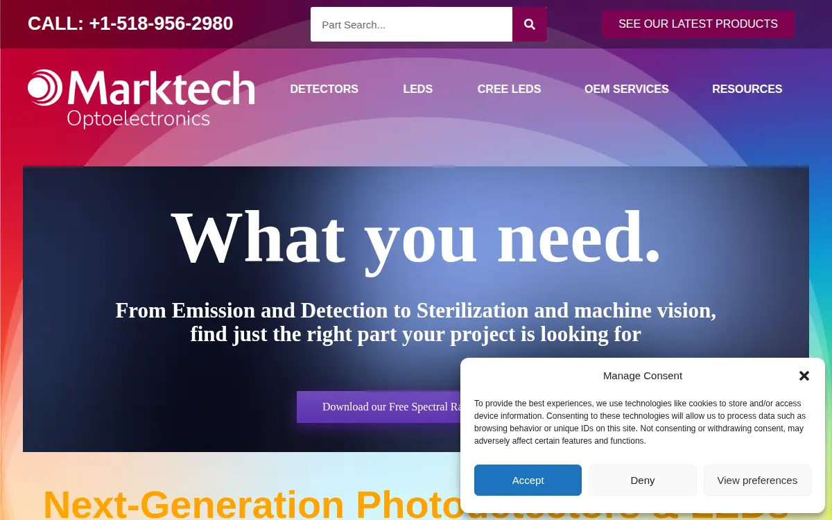 Homepage of Marktech International Corporation