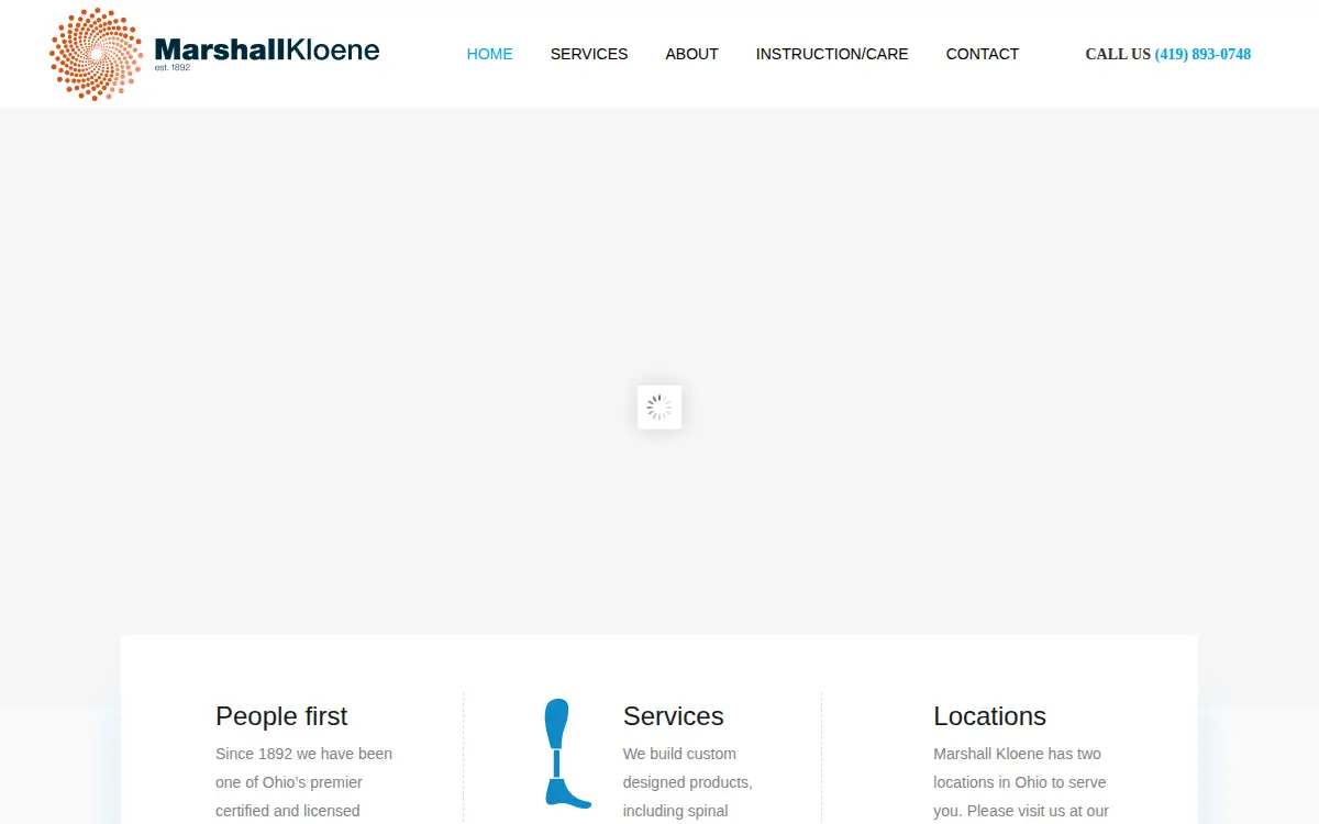 Homepage of Marshall-kloene Orthopedics, INC.