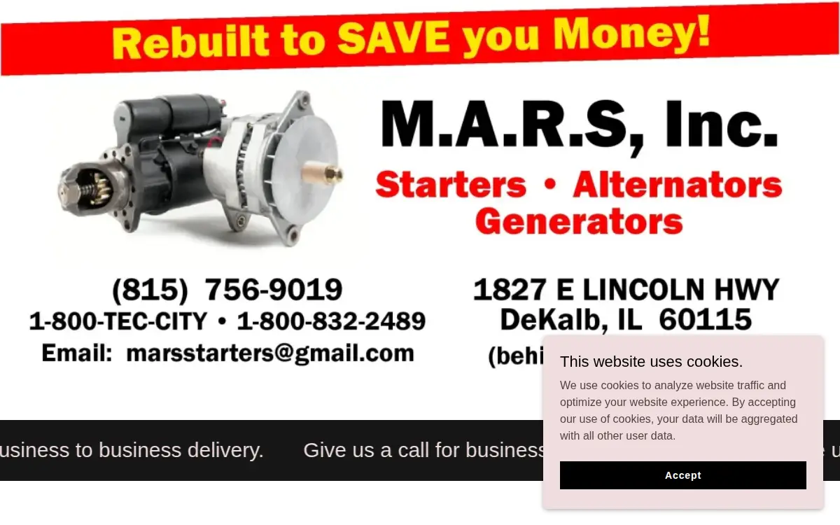 Homepage of Mcginnis Auto-electric Rebuilding Service, INC