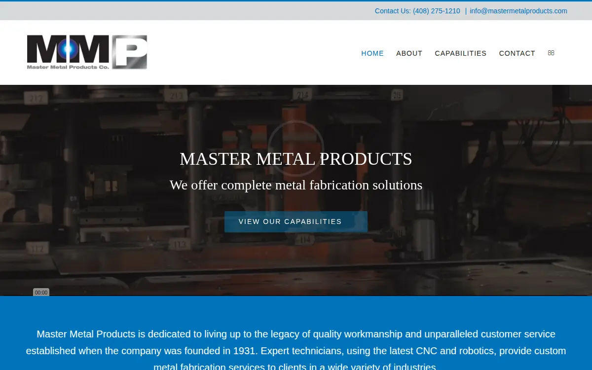 Homepage of Master Metal Products Company