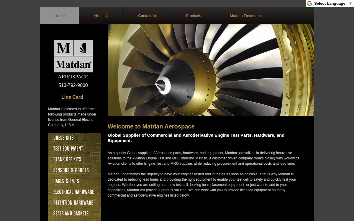 Homepage of Matdan Aerospace Corporation