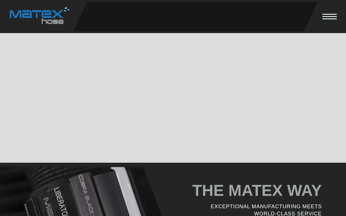 Homepage of Matex Hose, LLC