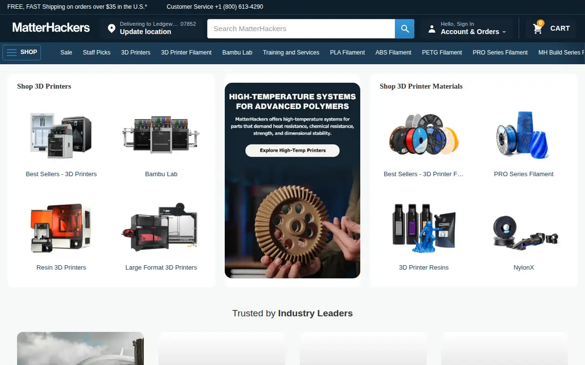 Homepage of Matterhackers, INC.