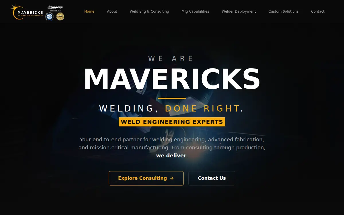 Homepage of Mavericks Manufacturing Partners, INC