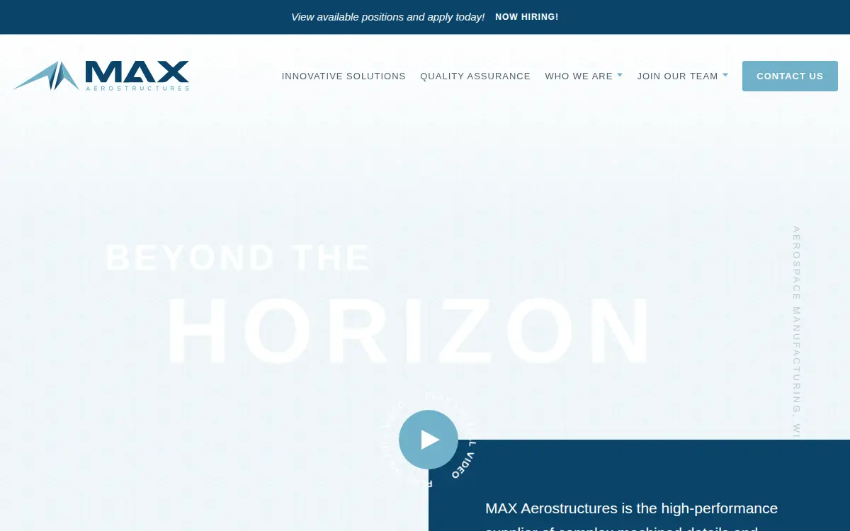Homepage of Max Aerostructures, LLC