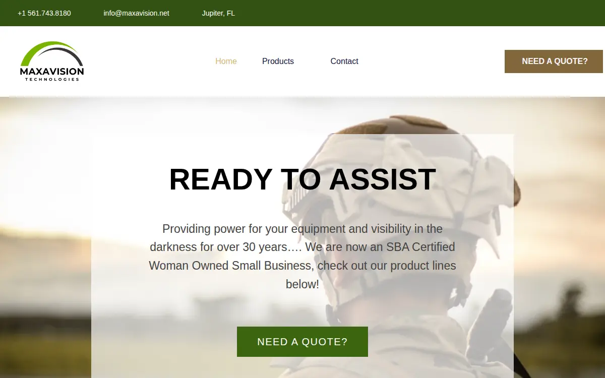 Homepage of Maxa Beam Searchlights, INC.