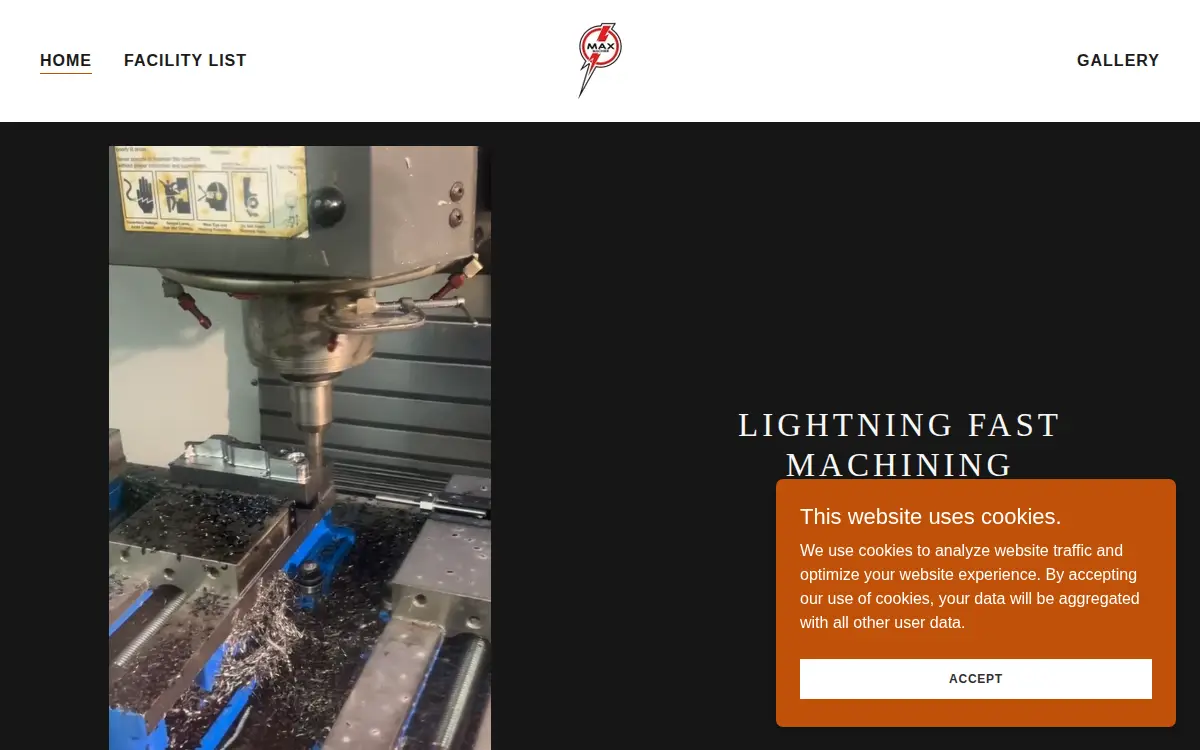 Homepage of Max Machine, LLC