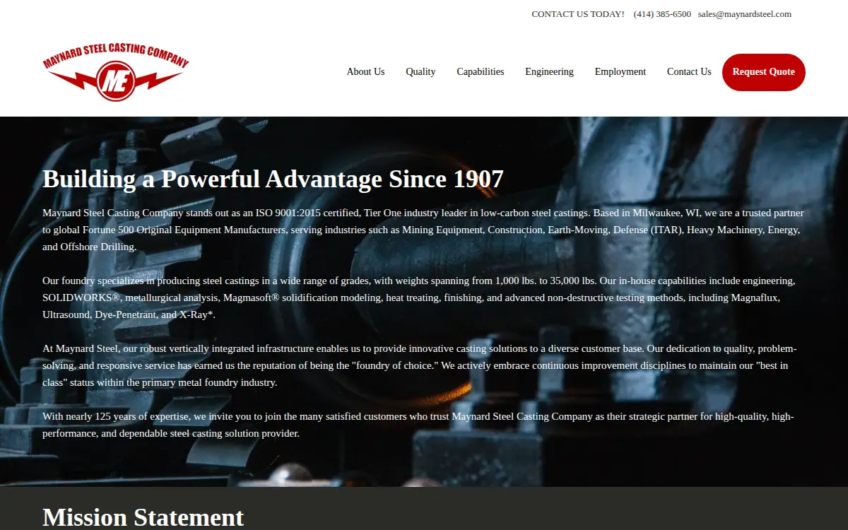 Homepage of Maynard Steel Casting CO