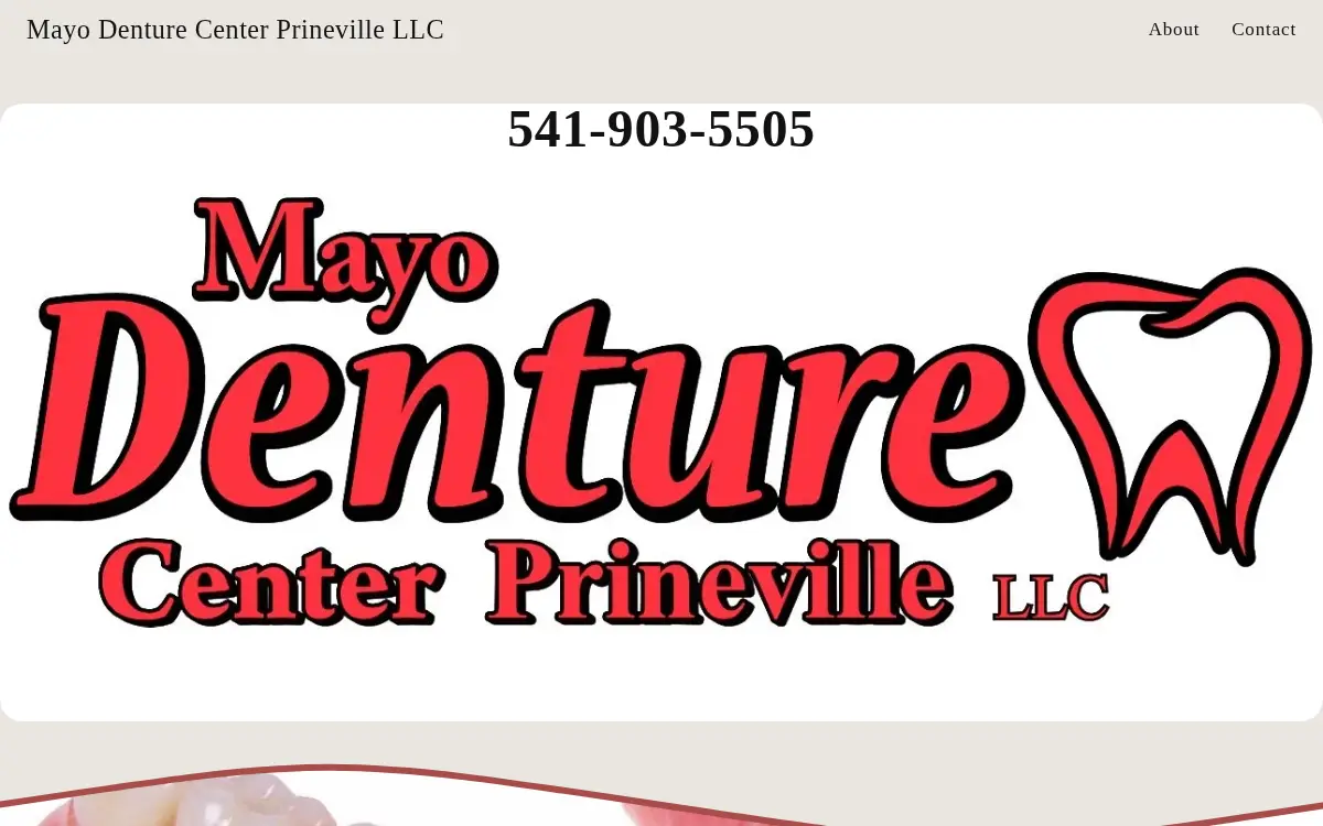Homepage of Mayo Denture Center Prineville LLC