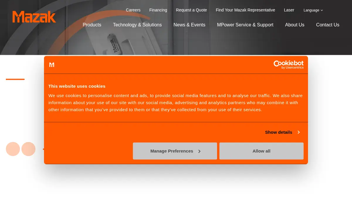Homepage of Mazak CORP