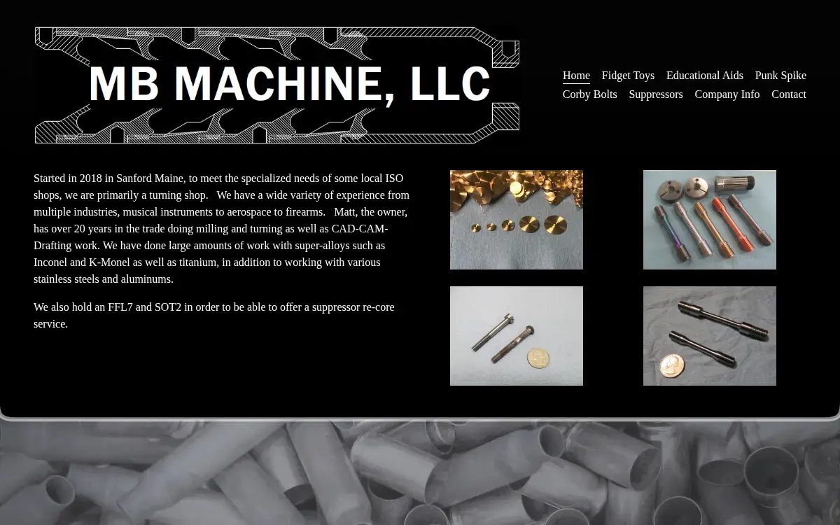 Homepage of Mb Machine, LLC
