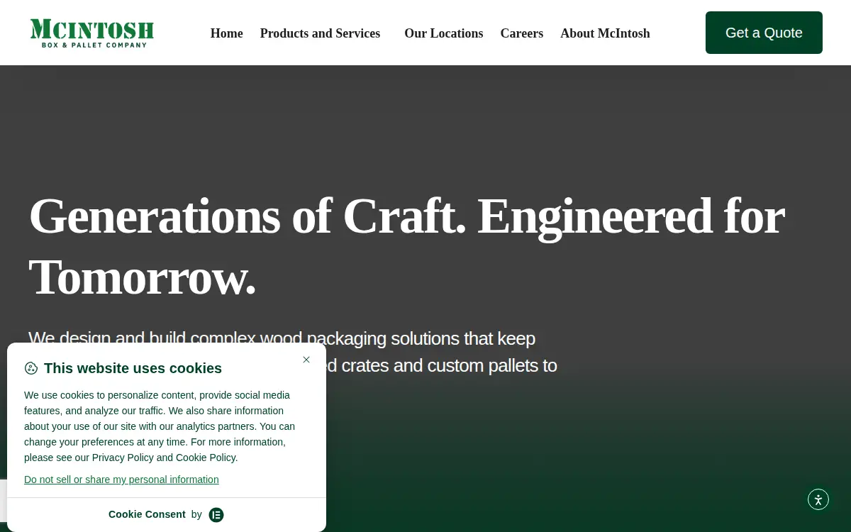 Homepage of Mcintosh Box & Pallet Co., INC.