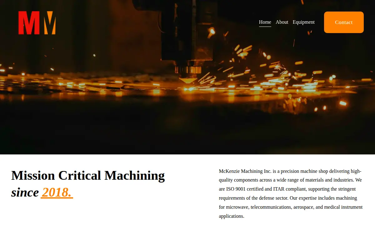 Homepage of Mckenzie Machining INC