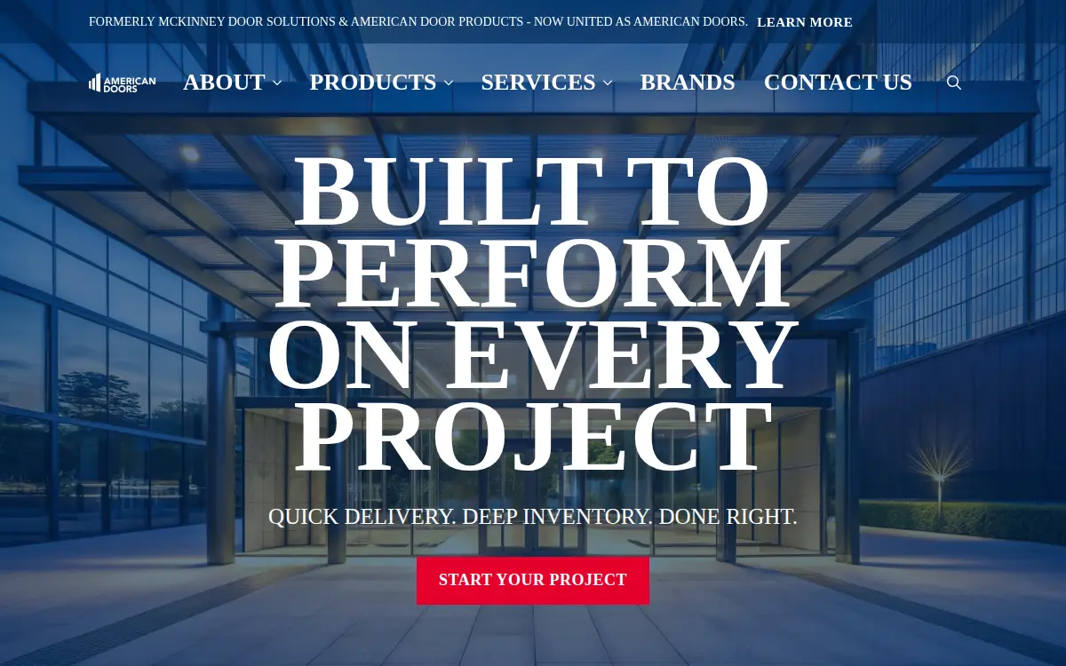 Homepage of Mckinney Door and Hardware, INC.