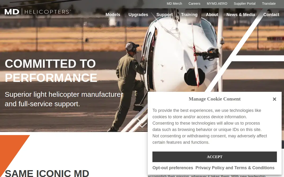 Homepage of Md Helicopters, LLC