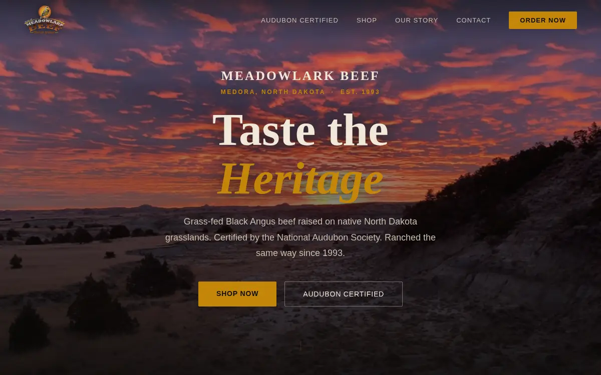 Homepage of Meadowlark Beef LLC