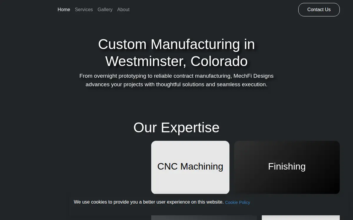 Homepage of Mechfi Designs LLC