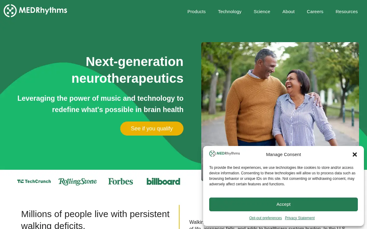 Homepage of Medrhythms, INC.
