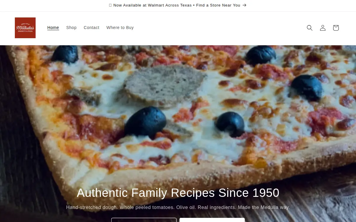Homepage of Medulla's Spaghetti and Pizza LLC
