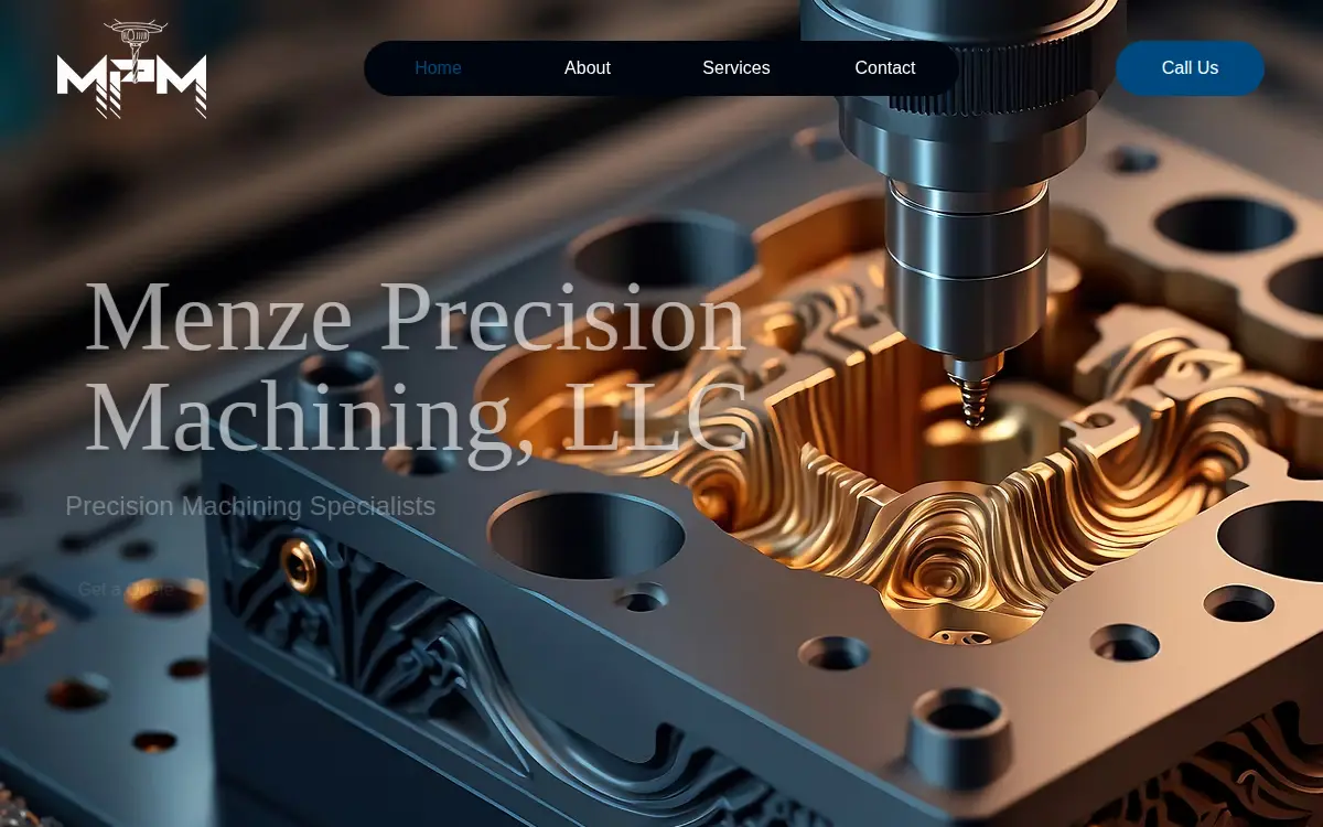 Homepage of Menze Precision Machining, LLC