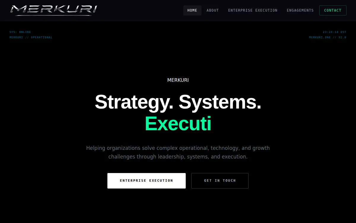 Homepage of Merkuri LLC