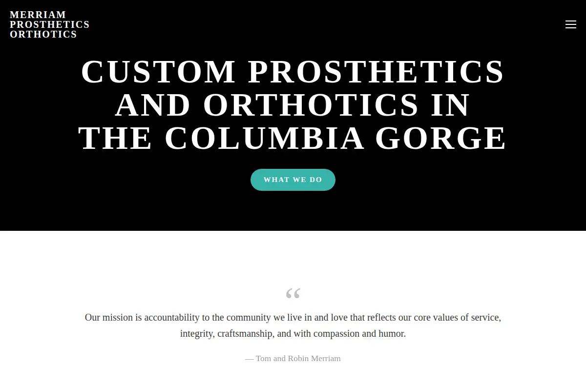 Homepage of Merriam Prosthetics-orthotics Company
