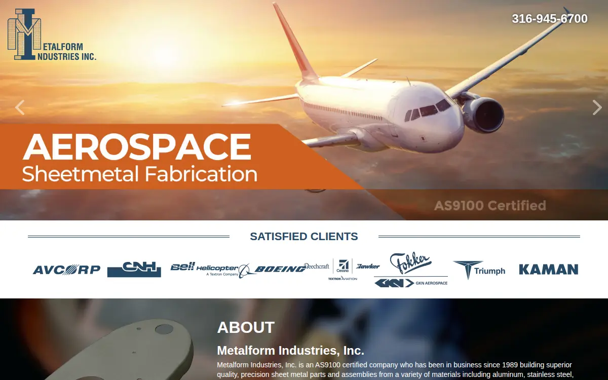 Homepage of Metalform Industries, INC.
