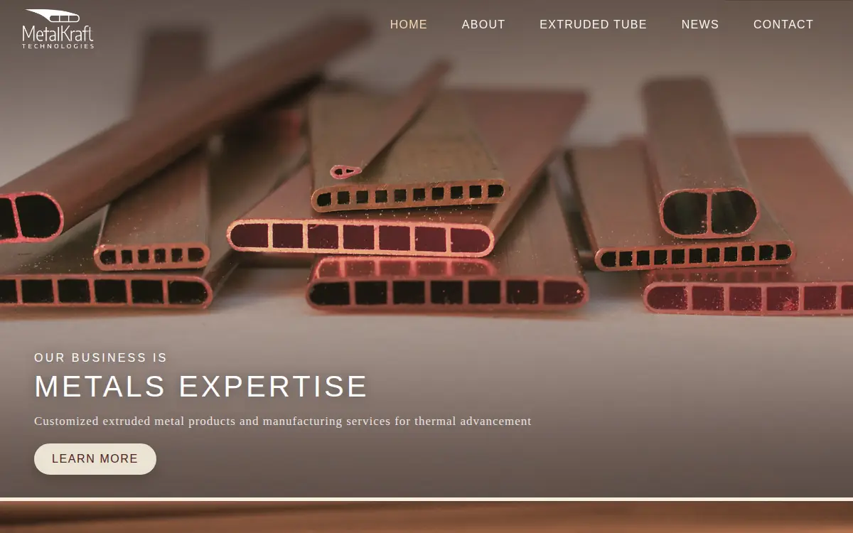 Homepage of Metalkraft Technologies LLC