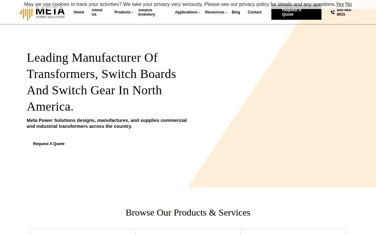 Homepage of Meta Power Solutions, LLC