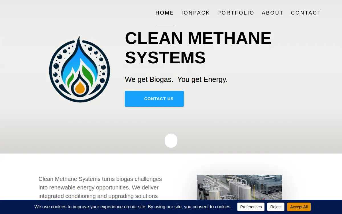 Homepage of Clean Methane Systems LLC
