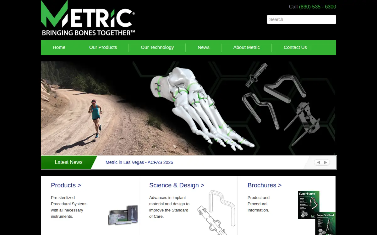 Homepage of Metric Medical Devices, INC