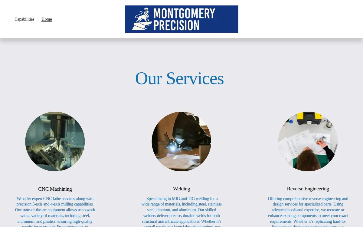 Homepage of Montgomery Precision LLC