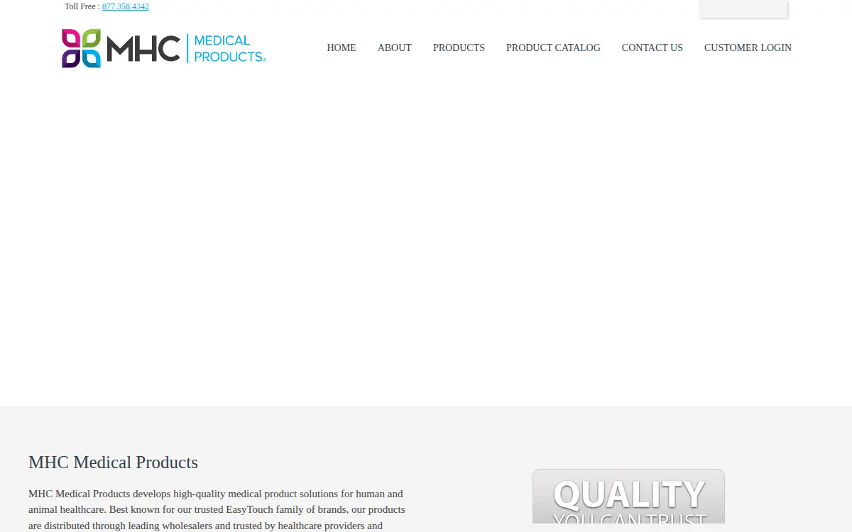 Homepage of Mhc Medical Products, LLC