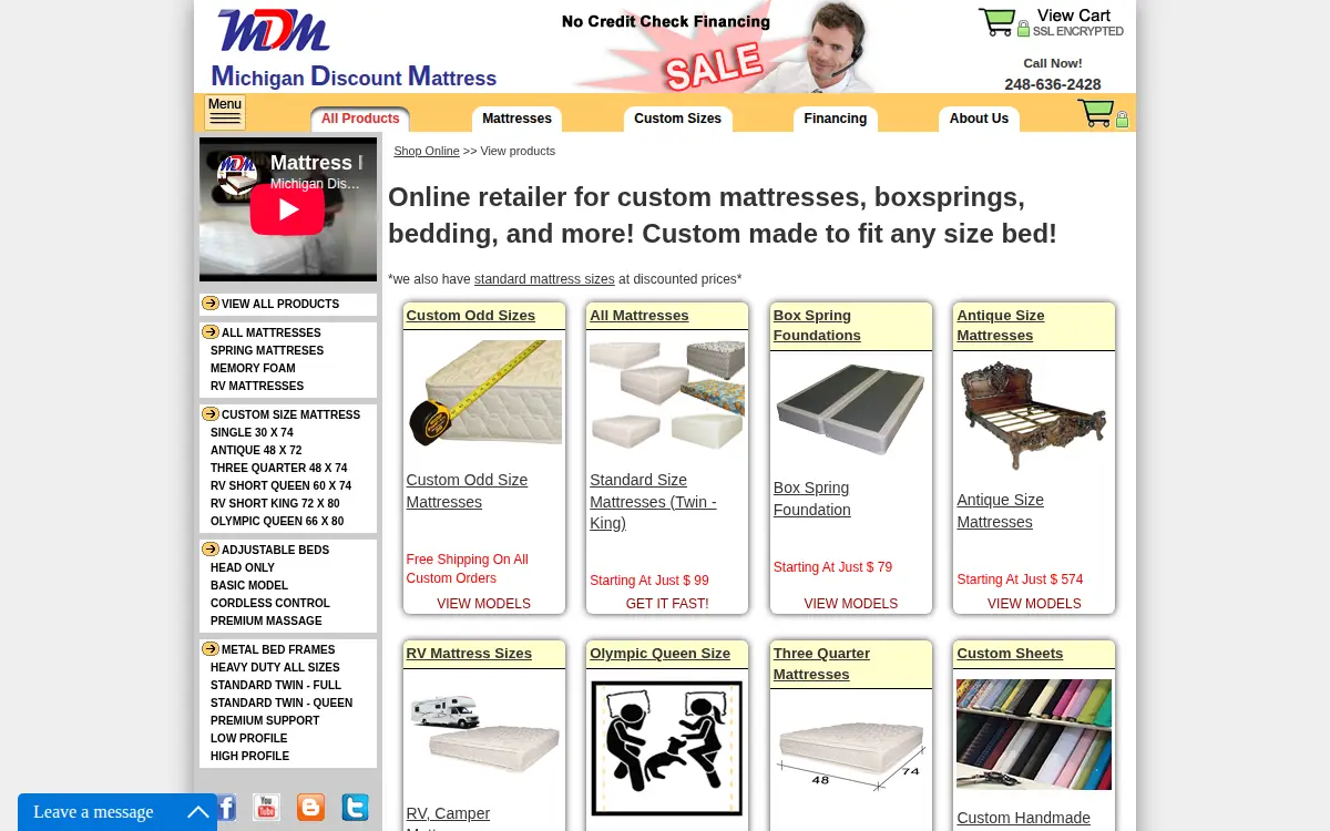 Homepage of Michigan Discount Mattress LLC