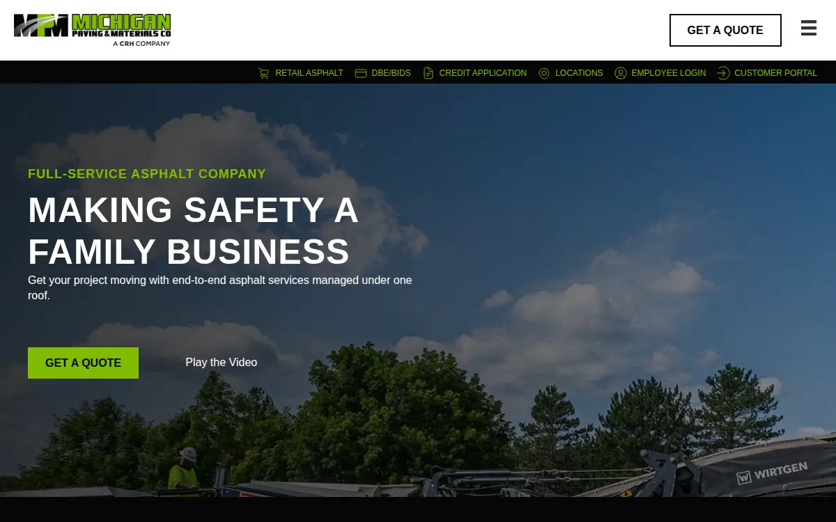 Homepage of Michigan Paving and Materials CO