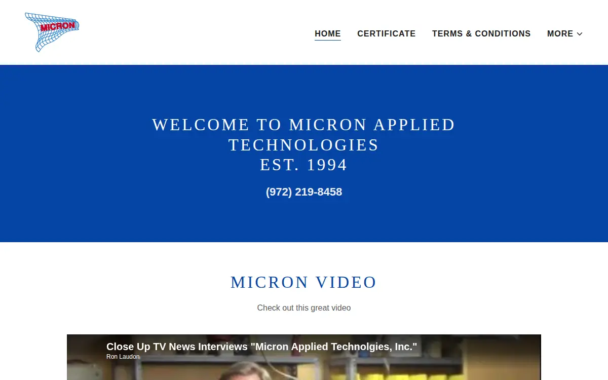 Homepage of Micron Applied Technologies, INC