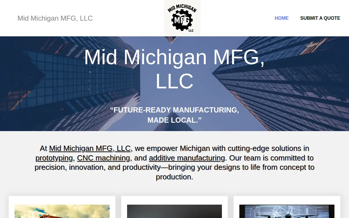 Homepage of Mid Michigan Mfg, LLC