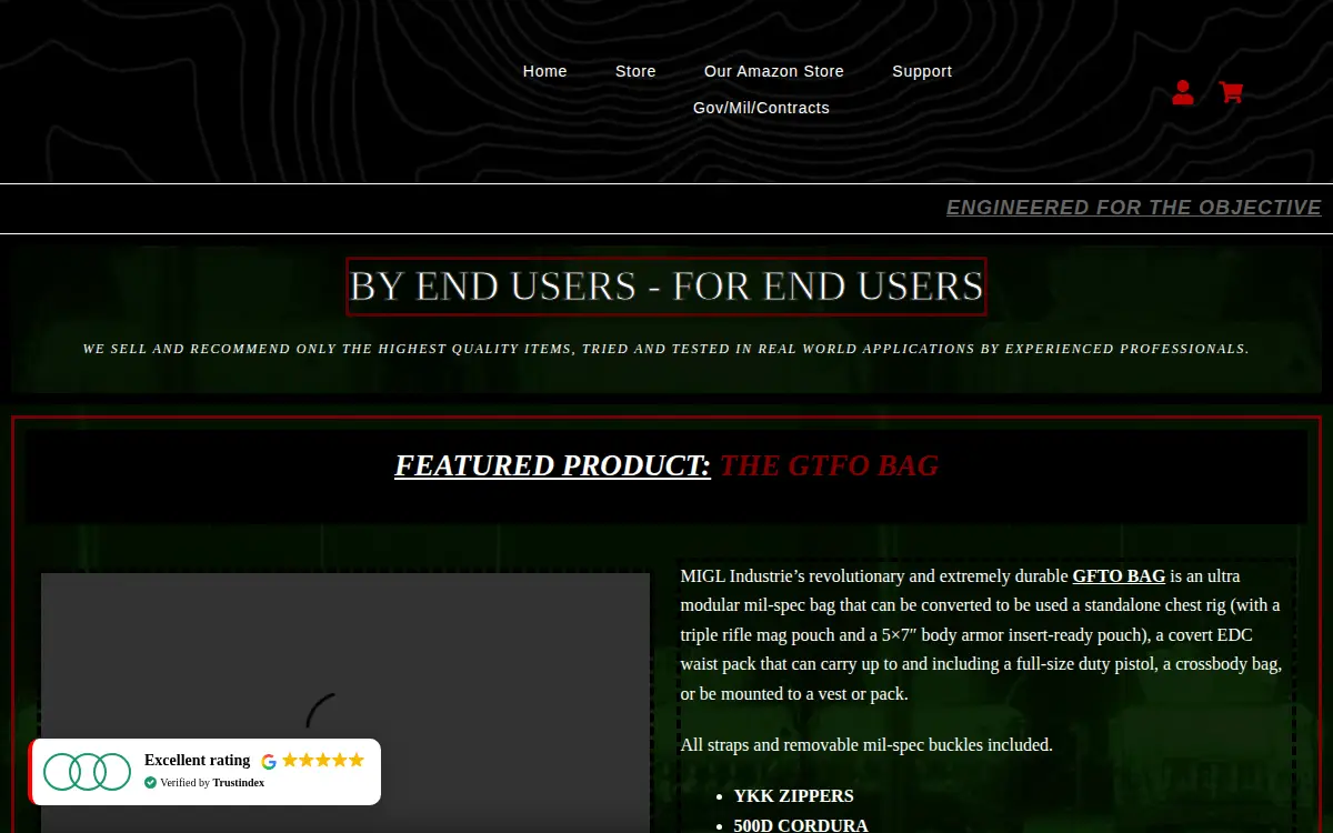 Homepage of Migl Industries LLC