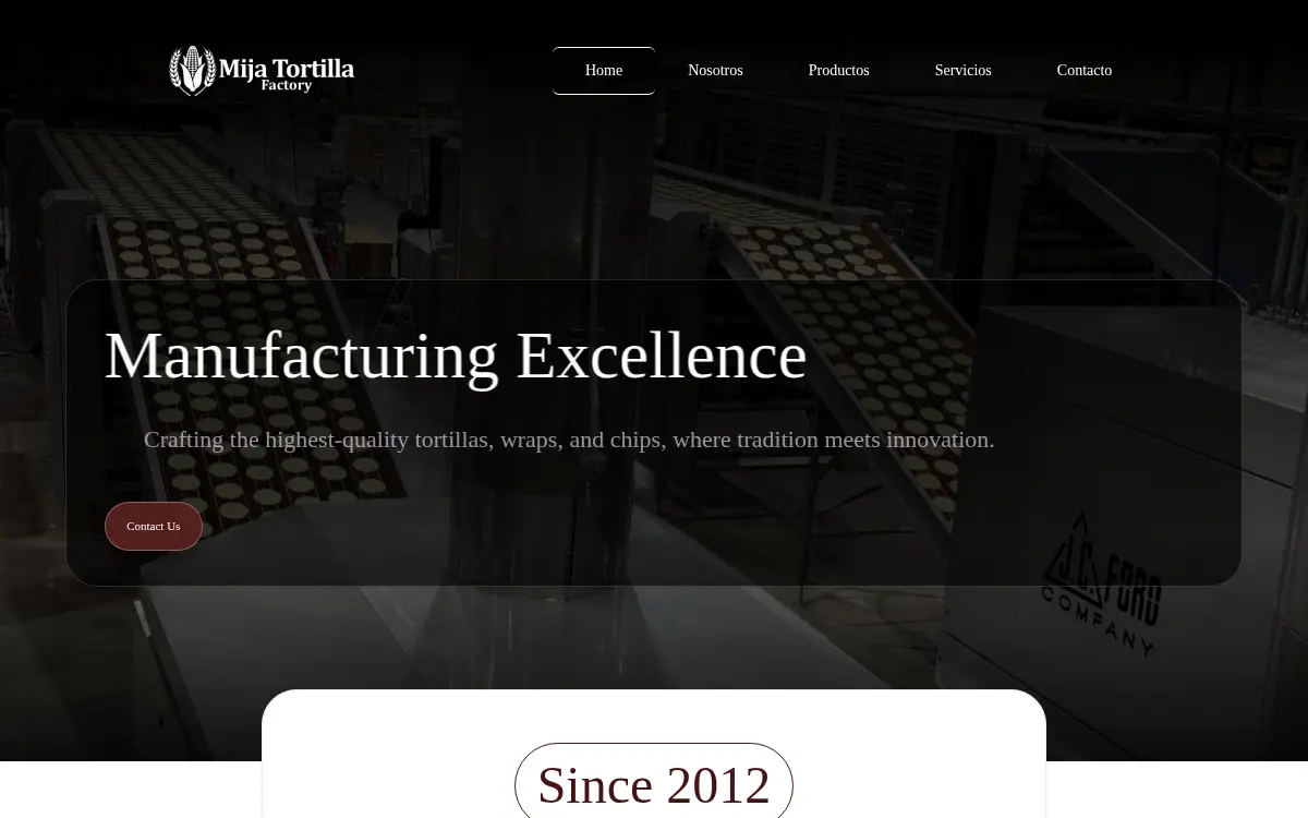 Homepage of Mija Tortilla Factory, LLC