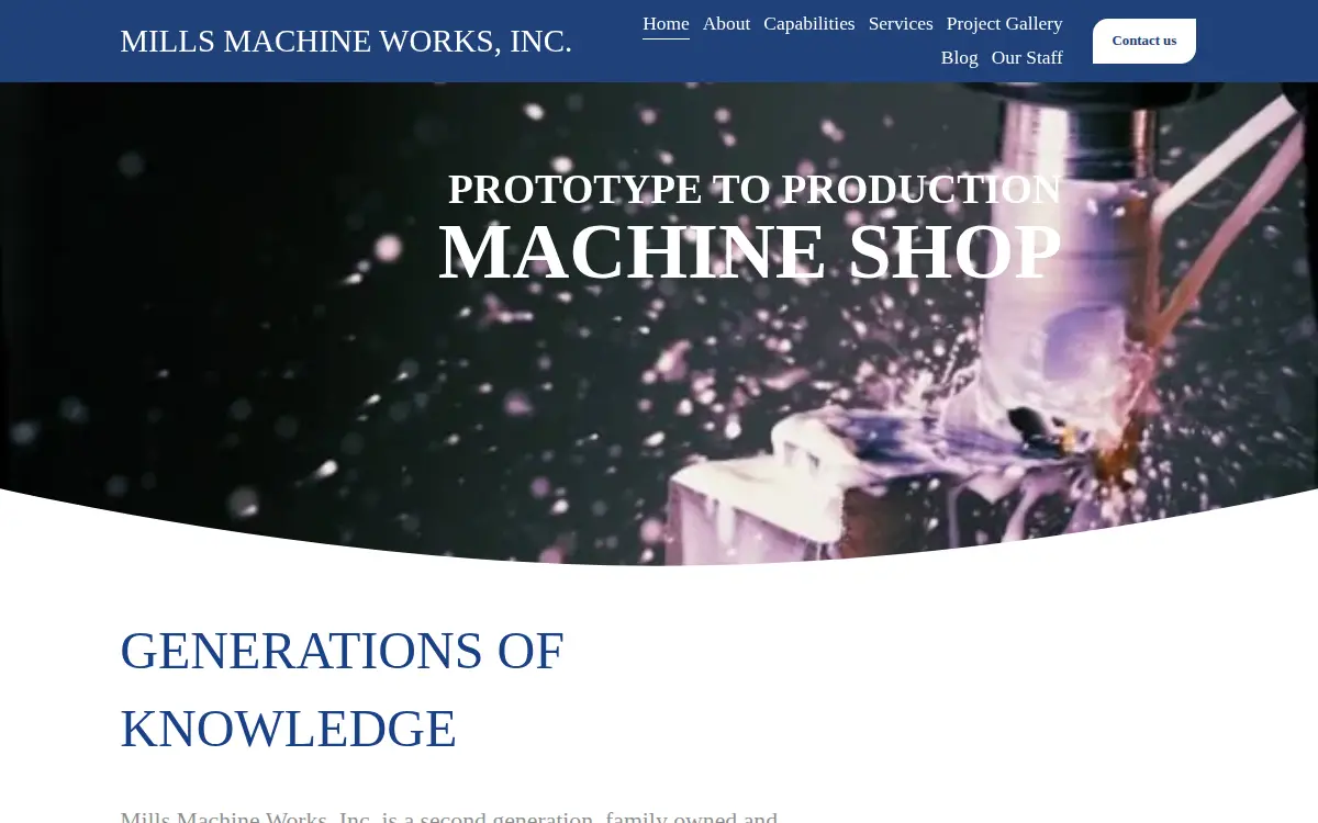Homepage of Mills Machine Works, INC.