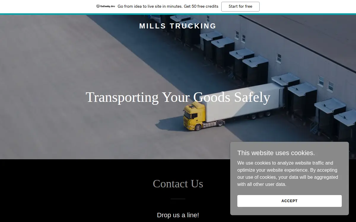Homepage of Mills Trucking and Logistics LLC