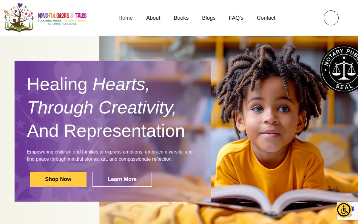 Homepage of Mindful Colors & Tales LLC