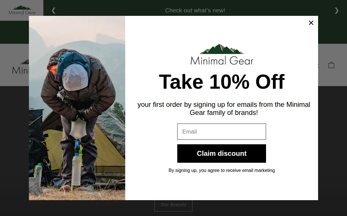 Homepage of Minimal Gear, LLC