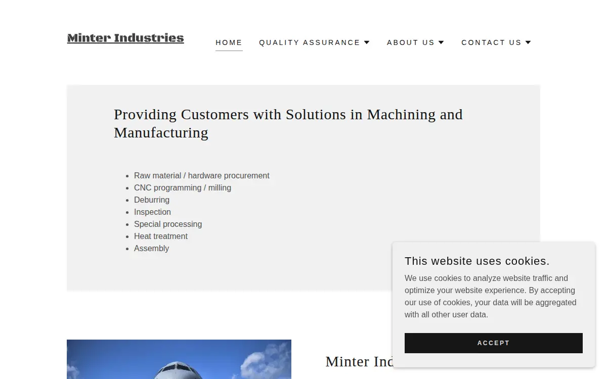 Homepage of Minter Industries, LLC