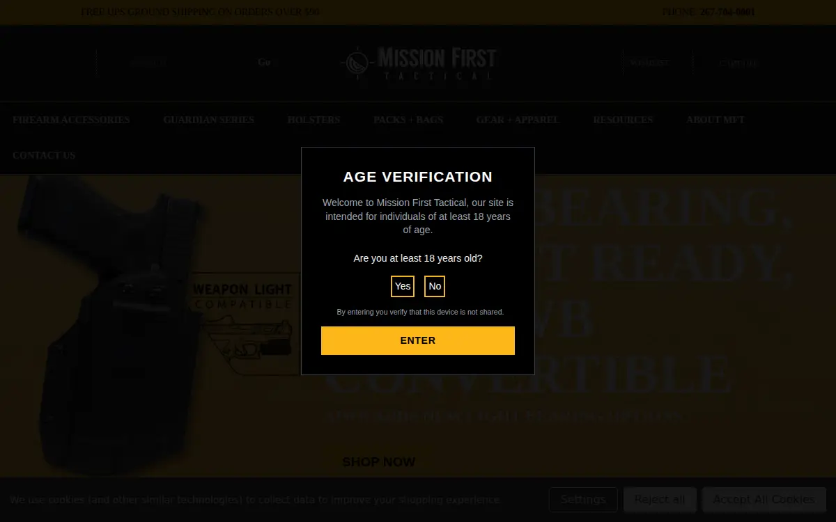 Homepage of Mission First Tactical, LLC