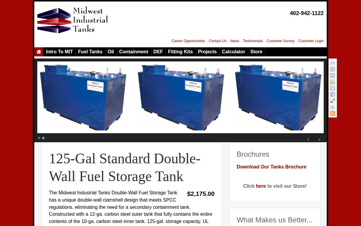 Homepage of Blazer Industrial Tanks, LLC