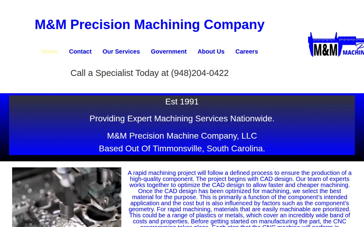 Homepage of M&m Precision Machine Company LLC