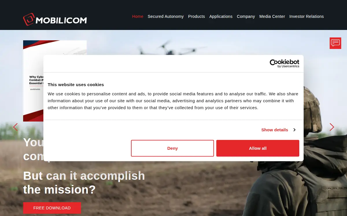 Homepage of Mobilicom INC