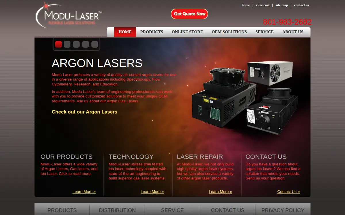 Homepage of Modu-laser, LLC