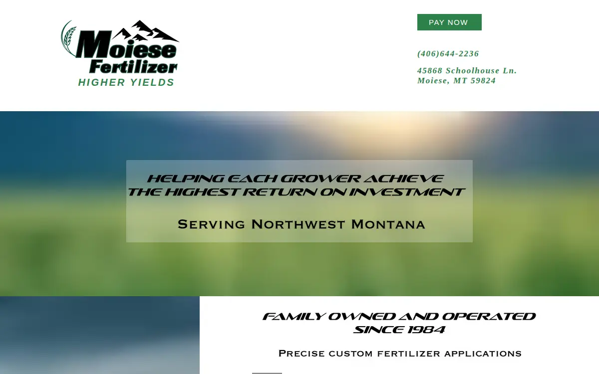 Homepage of Moiese Fertilizer CO